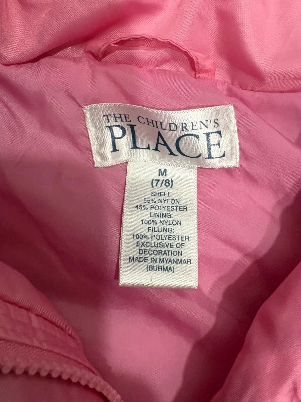 The Children's Place Pink Quilted Puffer Jacket with Embroidered Front